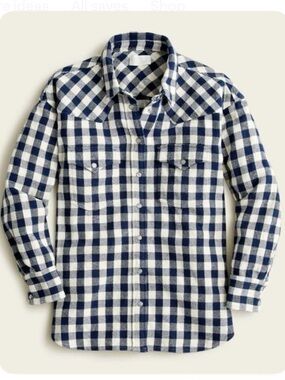 J crew relaxed gingham plaid flannel shirt jacket womens sz 4 shacket